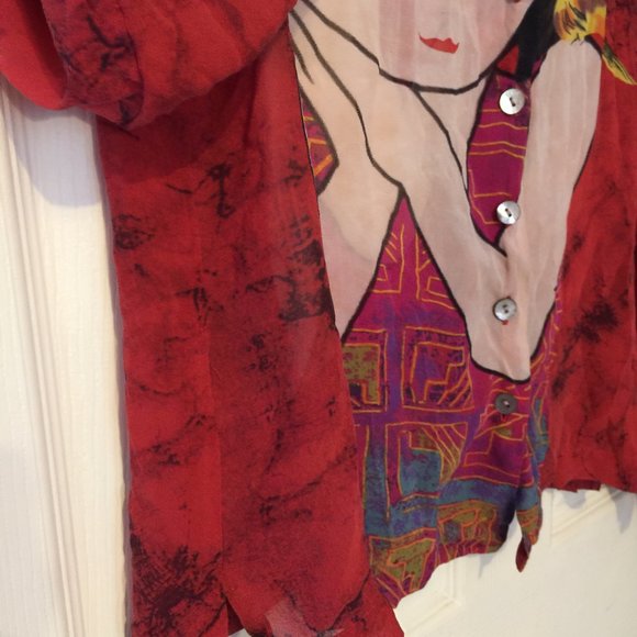 Chico's Design Women's Silk Blouse Sheer - Picture 7 of 10